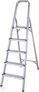 Folding Step Ladder – Lightweight Aluminum Household Ladder for Home, Kitchen, Office – Portable Non-Slip Steps, Sturdy & Compact Folding Design (5 steps)