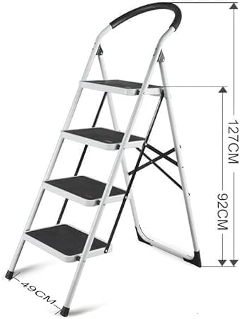 2 step, 3 step, 4 step, 5 Step Foldable-Ladder, Folding Step Stool with Wide Anti-Slip Pedal, Household Steps Sturdy, Steel Ladder, Convenient Handgrip, Portable Steel Step Stool (4 Step)