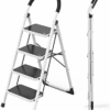 2 step, 3 step, 4 step, 5 Step Foldable-Ladder, Folding Step Stool with Wide Anti-Slip Pedal, Household Steps Sturdy, Steel Ladder, Convenient Handgrip, Portable Steel Step Stool (4 Step)