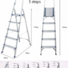 Folding Step Ladder – Lightweight Aluminum Household Ladder for Home, Kitchen, Office – Portable Non-Slip Steps, Sturdy & Compact Folding Design (5 steps)