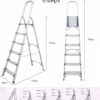 Folding Step Ladder – Lightweight Aluminum Household Ladder for Home, Kitchen, Office – Portable Non-Slip Steps, Sturdy & Compact Folding Design (6 steps)