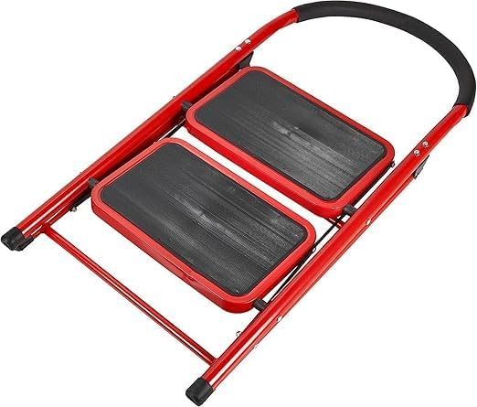 2 step, 3 step, 4 step, 5 Step Foldable Ladder, Folding Step Stool with Wide Anti-Slip Pedal, Household Steps Sturdy, Steel Ladder, Convenient Handgrip, Portable Steel Step Stool (4 Step)