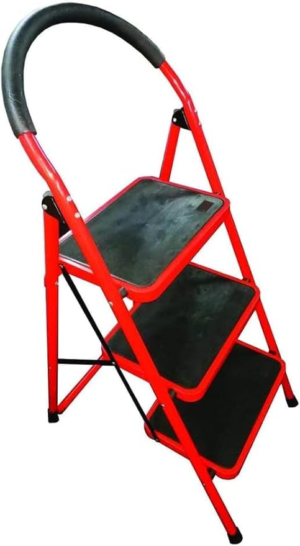3 Steps Platform Steel Ladder Red