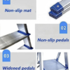 Folding Step Ladder – Lightweight Aluminum Household Ladder for Home, Kitchen, Office – Portable Non-Slip Steps, Sturdy & Compact Folding Design (5 steps)