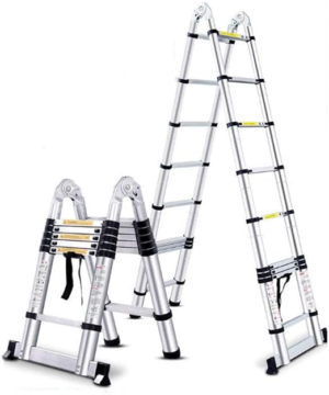 YIWU Foldable Telescopic Ladder - Thicken Aluminum Alloy Engineering Lifting Portable Ladder (Size: 1.6M+1.6M)