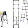 Telescopic Extension Ladder | Aluminum A-Frame Folding Ladder | Multi-Purpose Portable Step Ladder for Home, Building & Maintenance (2.0+2.0 M)