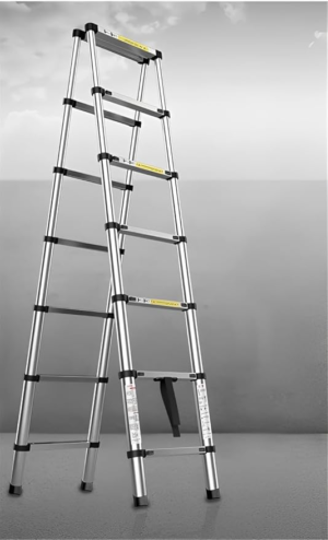 Telescopic Extension Ladder | Aluminum A-Frame Folding Ladder | Multi-Purpose Portable Step Ladder for Home, Building & Maintenance (3.8+3.8 M)