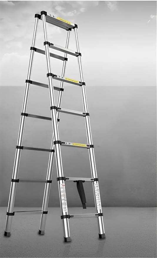 Telescopic Extension Ladder | Aluminum A-Frame Folding Ladder | Multi-Purpose Portable Step Ladder for Home, Building & Maintenance (2.6+2.6 M)