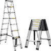 Telescopic Extension Ladder | Aluminum A-Frame Folding Ladder | Multi-Purpose Portable Step Ladder for Home, Building & Maintenance (2.0+2.0 M)
