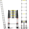 12.5FT Aluminum Telescoping Ladder, Lightweight Compact Folding Ladder with Safety Lock, 330 lbs Max Capacity, Non-Slip Feet 3.8m Extension Ladder, Easy to Store Suitable for Home, Outdoor, Attic, DIY